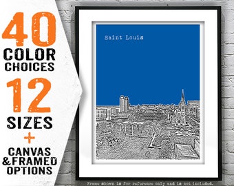 Saint Louis Poster City Skyline Art Print St. Louis Missouri Item T4913