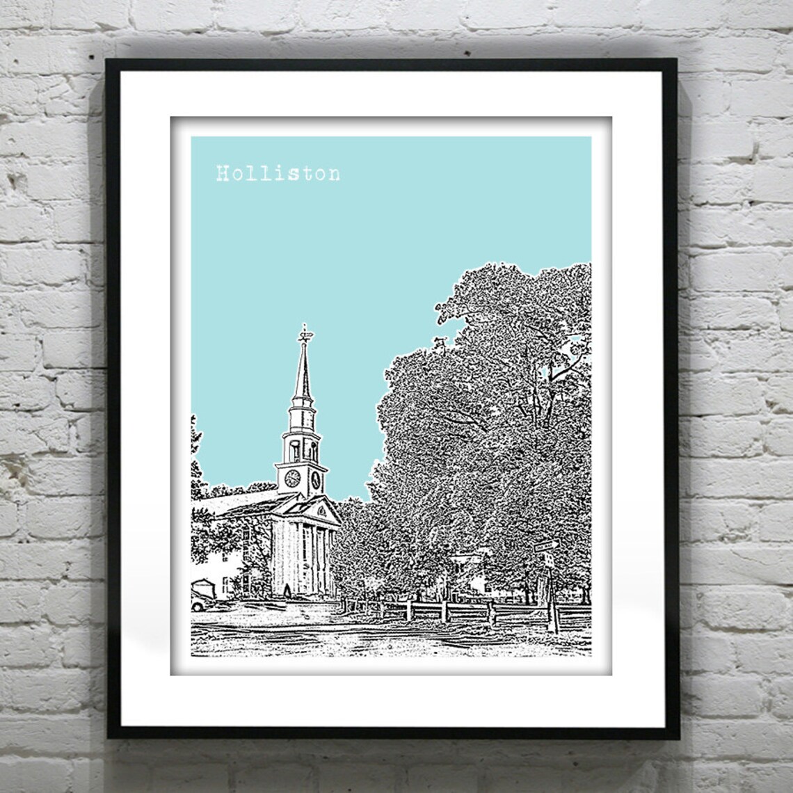 Holliston Massachusetts Skyline Poster Art Print MA Etsy