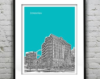 Roanoke Mill Mountain Poster Art Skyline Print Virginia VA Item T2798