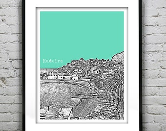 Madeira Island Portugal Poster Art Print City Skyline Item T2546