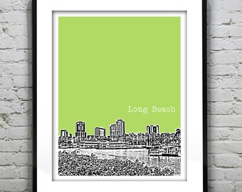 Long Beach California Skyline Poster Art Print CA Item T4905
