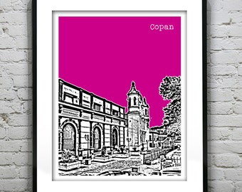 Copan Honduras Poster Art City Skyline Print Cathedral Santa Rosa