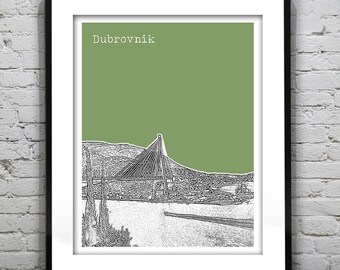 Dubrovnik Skyline Poster Art Print Dalmatia F. Tudjman Bridge
