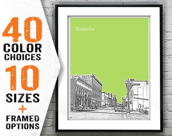 Muncie Indiana Poster Art Skyline Print IN Item T1901