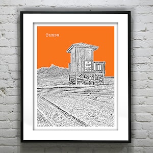 Tampa Skyline Art Print Tampa Beach Florida FL Item T2238