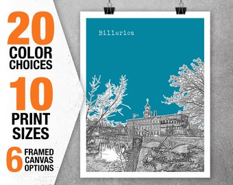 Billerica Poster Art Print Massachusetts MA Item T5387