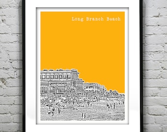 Long Branch Beach New Jersey Shore Poster Print Art NJ Skyline Jersey Shore Item T4903
