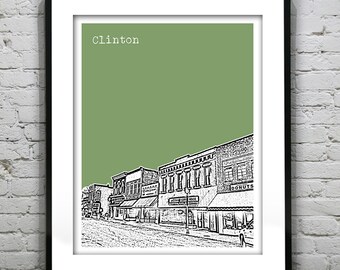 Clinton Missouri Poster City Skyline Print Missouri MO