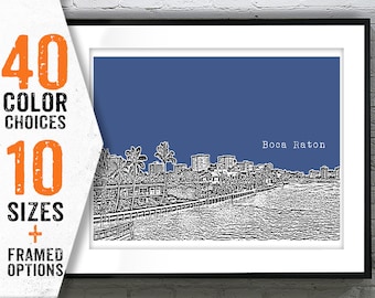 Boca Raton Florida Skyline Poster Art Print FL Item T2358