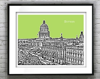 Havana Cuba Poster Art Skyline Print Landscape Item T4190