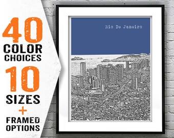 Rio de Janeiro Poster Print City Skyline Art Brazil Item T1772