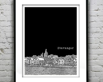Stavanger Norway Skyline Poster Art Print Version 2