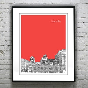 Roanoke Virginia Skyline Poster Art Print VA Item T2801