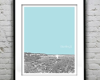 Lake Okoboji Iowa Poster Art Print IA Version 2