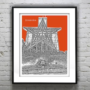 Roanoke Mill Mountain Poster Art Skyline Print Virginia VA Item T2792