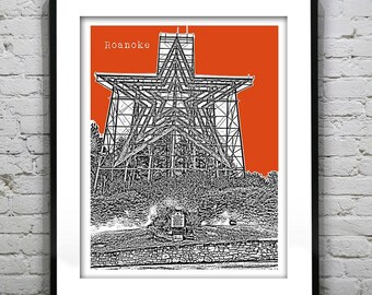 Roanoke Mill Mountain Poster Art Skyline Print Virginia VA Item T2792