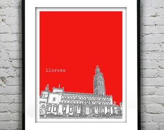 Llerena Spain City Skyline Poster Art Print