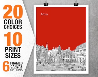 Bonn Germany Poster Art  Skyline Print Europe Item T5346