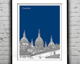Cuenca, Ecuador Poster Art Skyline Print Item T2580