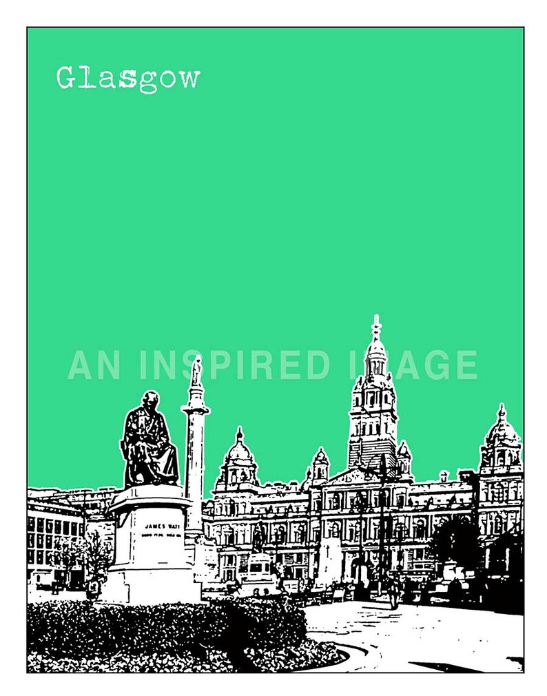 Glasgow Poster Scotland Print Art Square Etsy