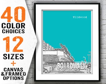Wildwood New Jersey Shore Poster Print Art NJ Skyline Jersey Shore Item T3007