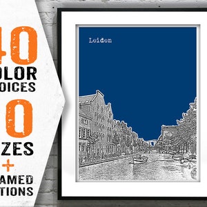 Leiden Netherlands City Skyline Poster Art Print Item T1598