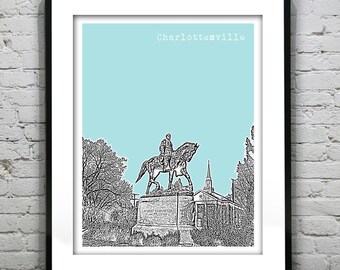 Charlottesville Virginia Poster Art City Skyline Print VA Item T4180
