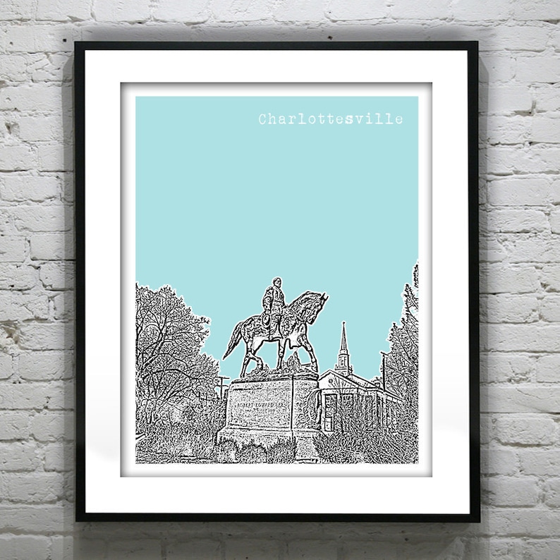 Charlottesville Virginia Poster Art City Skyline Print VA Item Etsy
