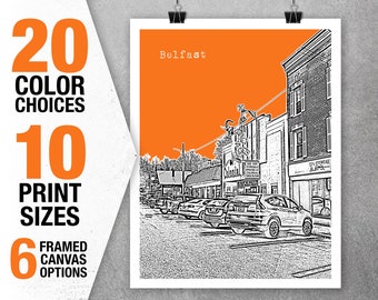 Belfast Maine Poster Art Print Skyline ME Item T5297