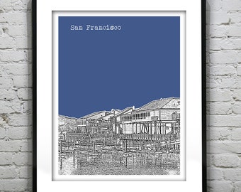 San Francisco Poster Print Skyline Art California CA Fisherman's Wharf Item T1196