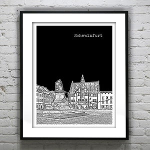 Schweinfurt Germany City Skyline Poster Art Print Item T5117