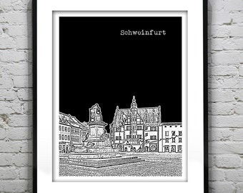 Schweinfurt Germany City Skyline Poster Art Print Item T5117