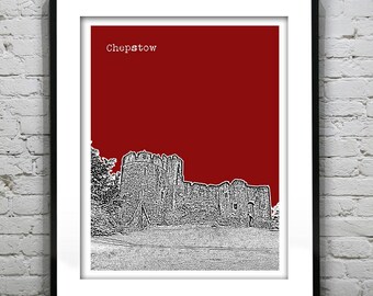 Chepstow England Art Print Skyline Poster UK Chepstow Castle Version 2