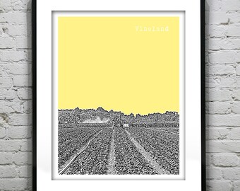 Vineland New Jersey Skyline Poster Print Art NJ version 2