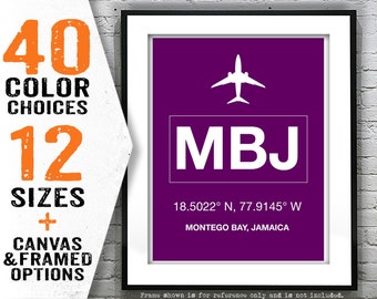 MBJ Sangster International Airport Aviation Poster Art Print Montego Bay Jamaica Item T4223