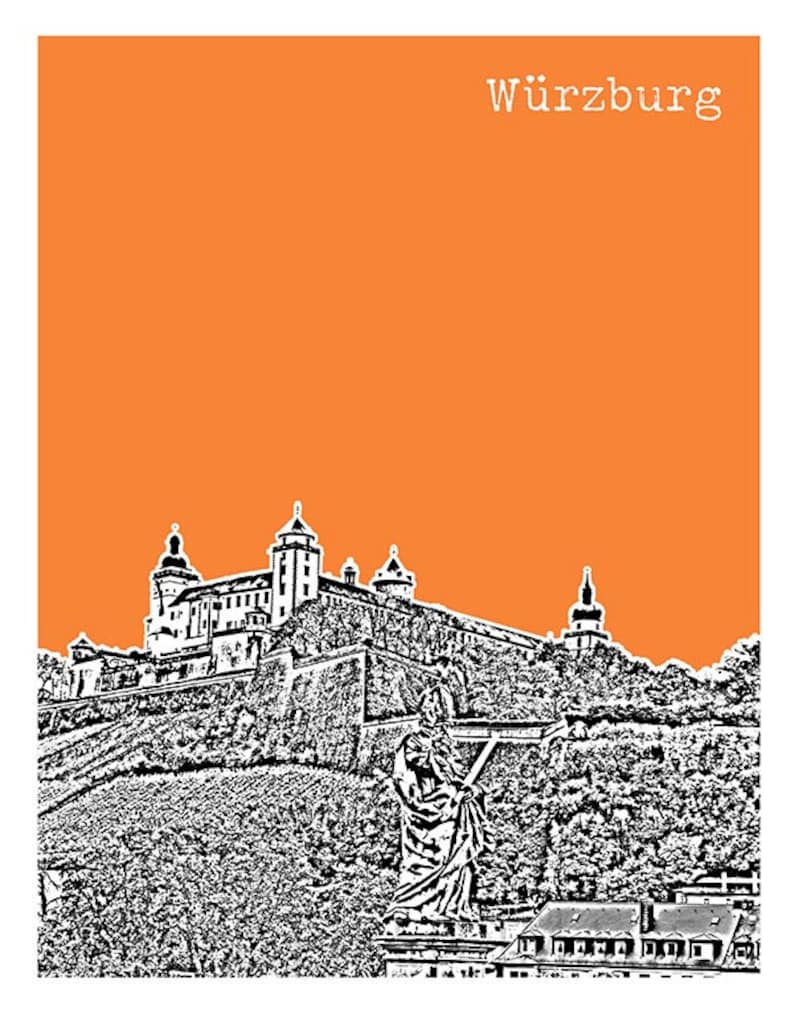 W rzburg Germany City Skyline Poster Print Art Fortress Marienberg Item w-rzburg-germany-city-skyline-poster-print-art-fortress-marienberg-item