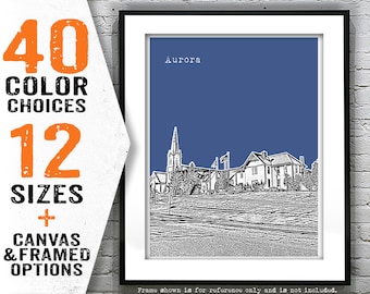Aurora Ohio Skyline Poster Art Print Item T4144
