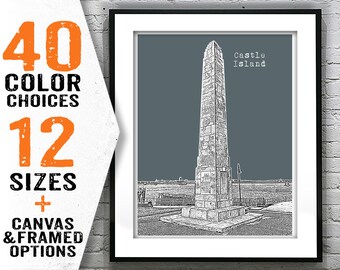 Castle Island Massachusetts Skyline Poster Art Print MA Item T2436