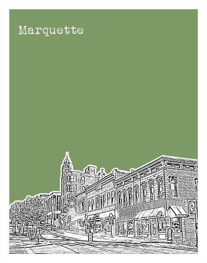 Marquette Skyline Art Print Poster Michigan MI Item T4542 Etsy