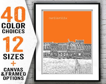 Carlinville Illinois Poster Skyline Art Print IL Item T2429