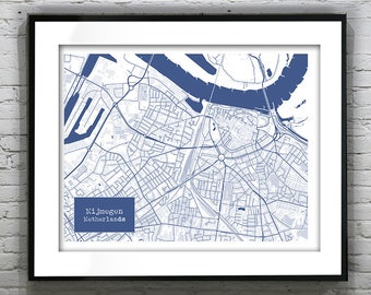 Nijmegen, Netherlands Blueprint Map Poster Art Print Several Sizes Available NH Item T1078