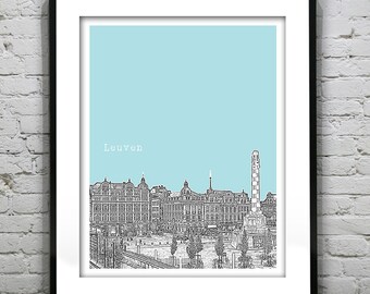 Leuven Belgium Poster Art Print Skyline Item T4157