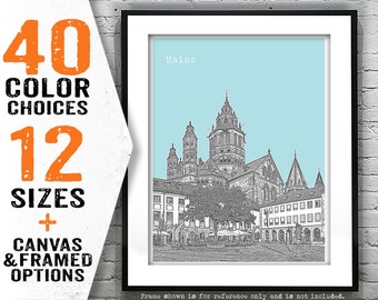 Mainz Poster Skyline Art Print Germany Item T5215