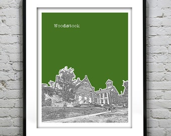 Woodstock Skyline Art Print Poster Vermont VT Item T4931