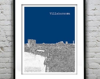 Villahermosa Skyline Poster Art Print Landscape Tabasco Mexico Version 1