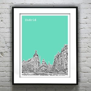 Madrid Spain City Skyline Poster Art Print Item T2646