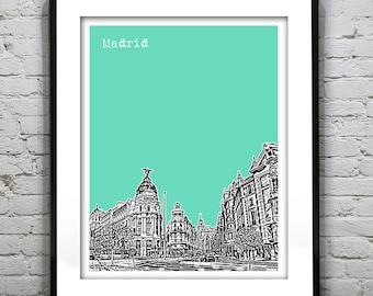 Madrid Spain City Skyline Poster Art Print Item T2646