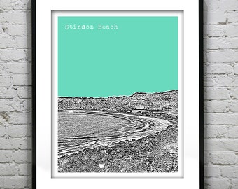 Stinson Beach California Poster Art Skyline Print CA Item T4721