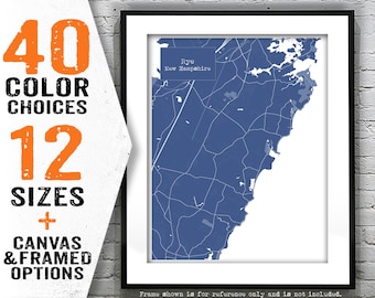 Rye New Hampshire Blueprint Map Poster Art Print NH Item T5032