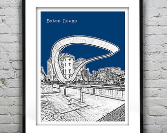 Baton Rouge Skyline Poster Art Print Louisiana Item T4240